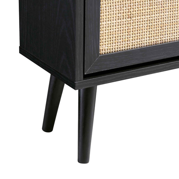 Frances Rattan 3 Tier Shoe Storage Cabinet, Black