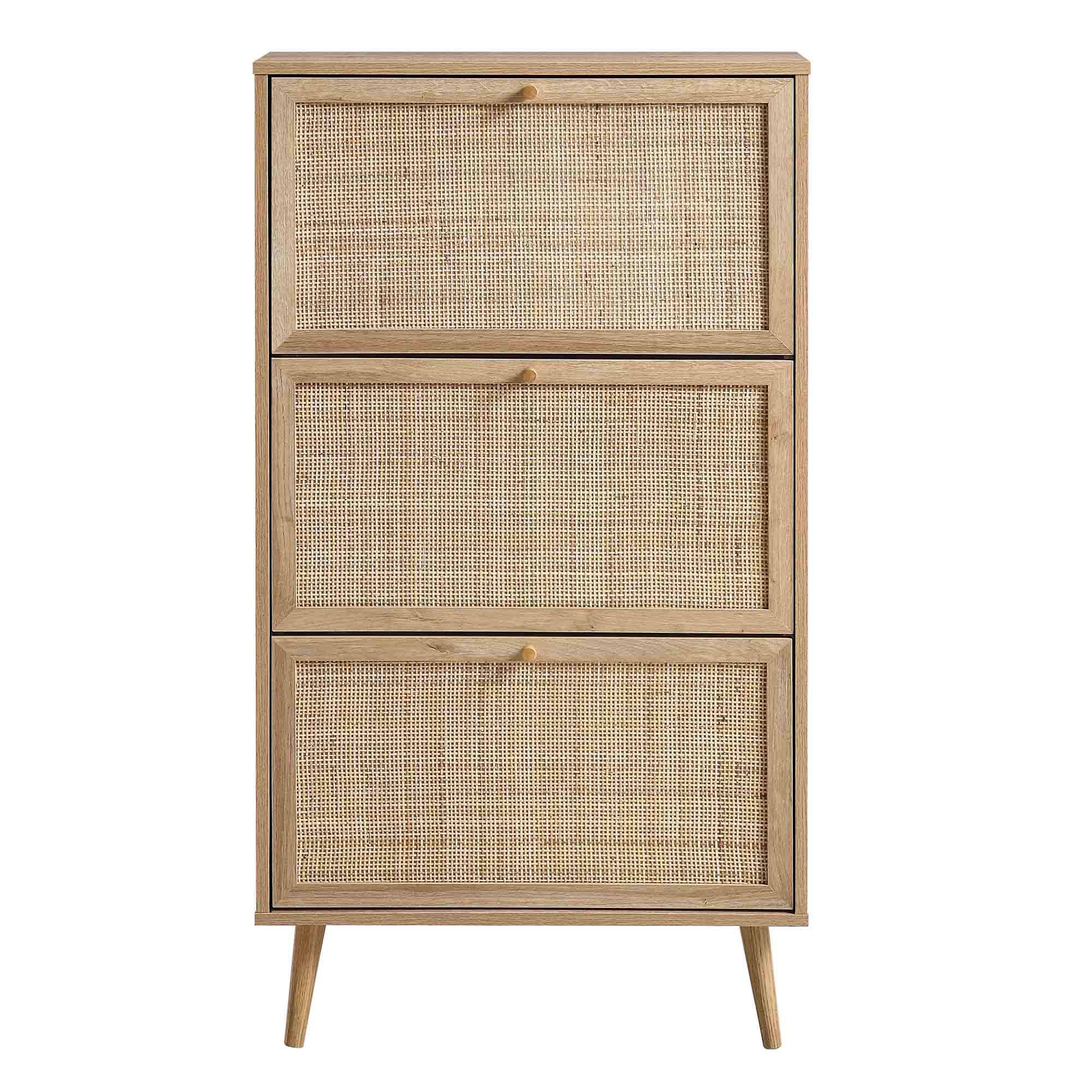 Frances Rattan Tier Shoe Storage Cabinet, Natural daals