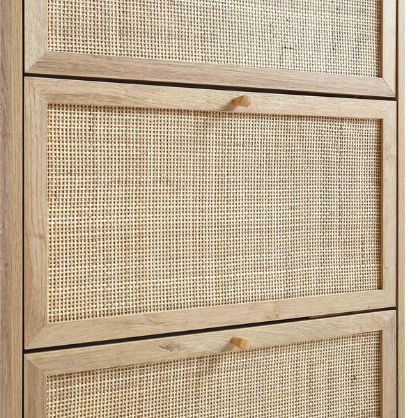 Frances Rattan 3 Tier Shoe Storage Cabinet, Natural