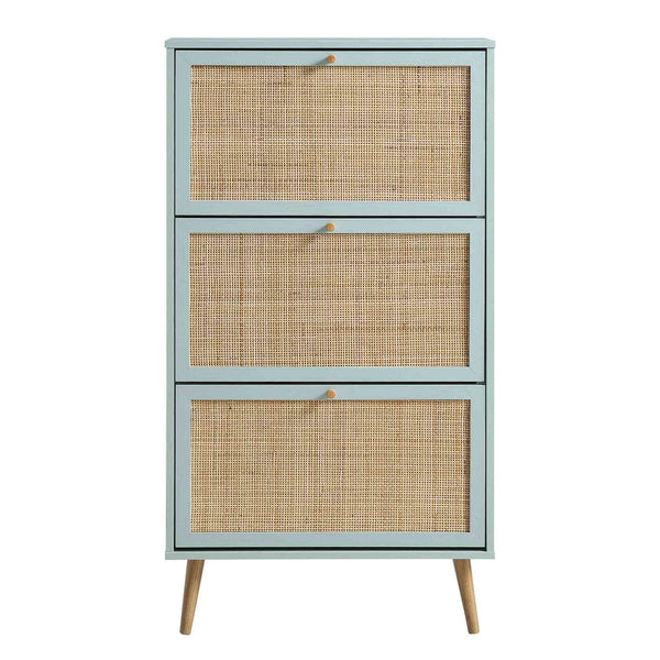 Frances Rattan 3 Tier Shoe Storage Cabinet, Mint