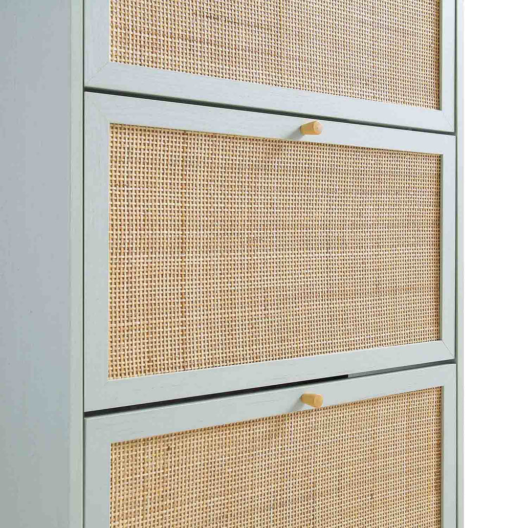 Frances Rattan 3 Tier Shoe Storage Cabinet, Mint | daals