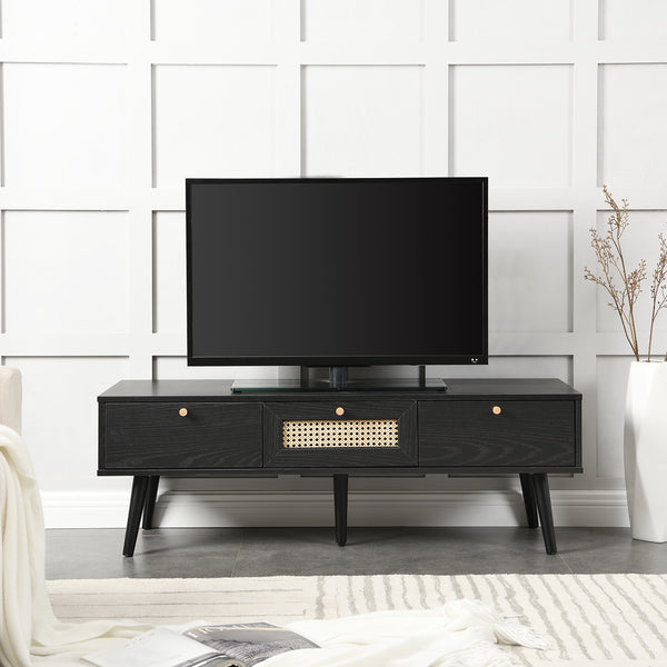 Anya Woven Rattan 3Drawer TV Unit in Black daals