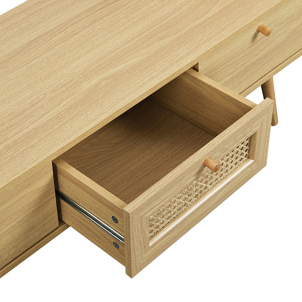 Anya Woven Rattan 3-Drawer TV Unit in Natural
