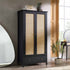 Frances Rattan Double Wardrobe with 1 Drawer, Black - daals