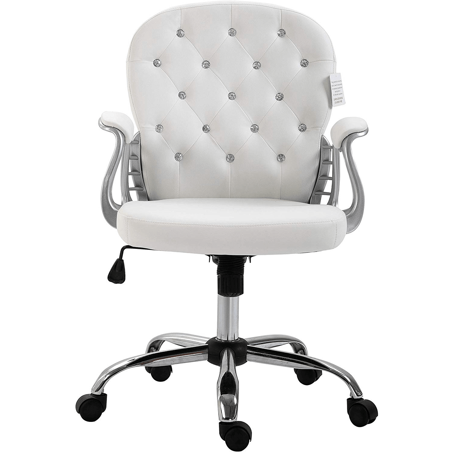White Faux Leather Chesterfield Swivel Chair