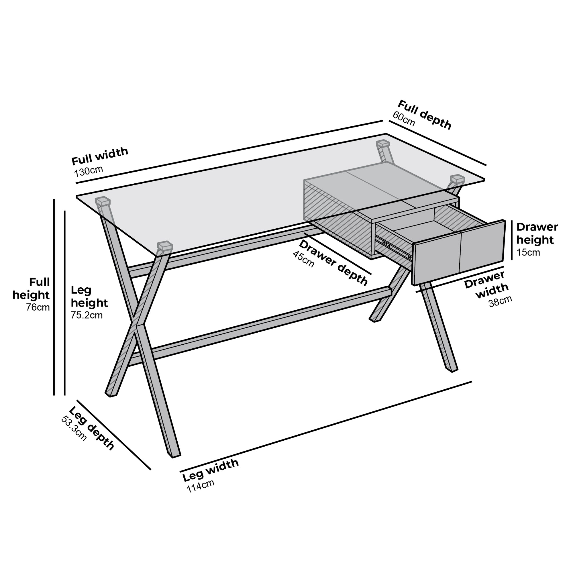 Exton 1-Drawer Glass Desk