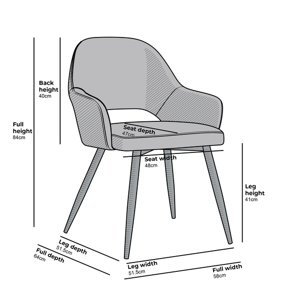 Belvoir Velvet Dining Chair with Metal Legs (Grey Velvet)