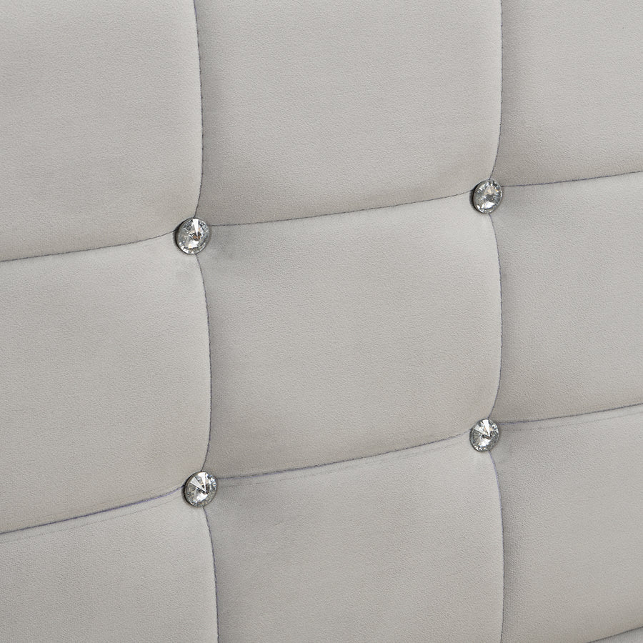 Chastleton Upholstered Bed with Diamante Headboard (Grey Velvet)