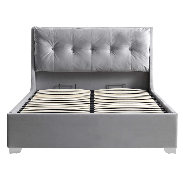 Hadley Grey Velvet Ottoman Storage Bed daals