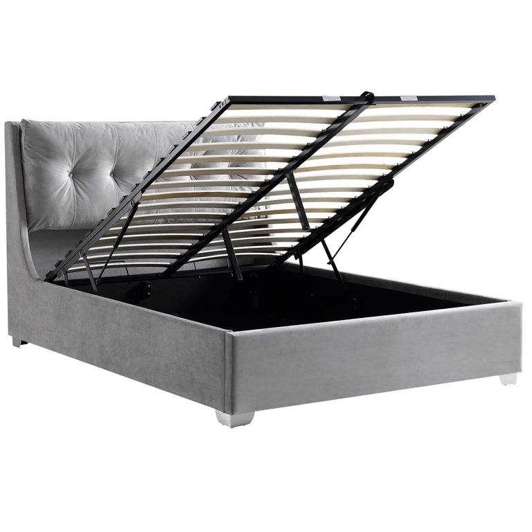 Hadley Grey Velvet Ottoman Storage Bed daals