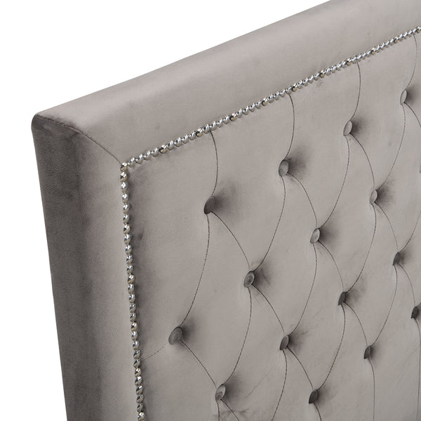 Hartwell Upholstered Ottoman Storage Bed with Nailhead Trim Headboard (Grey Velvet)