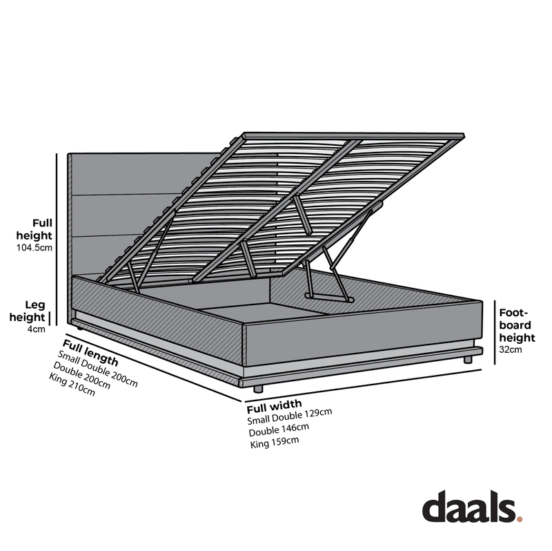 Buxton Faux Leather End Opening Ottoman Storage Bed Frame with Muti-colour LED Light Strip (White PU)