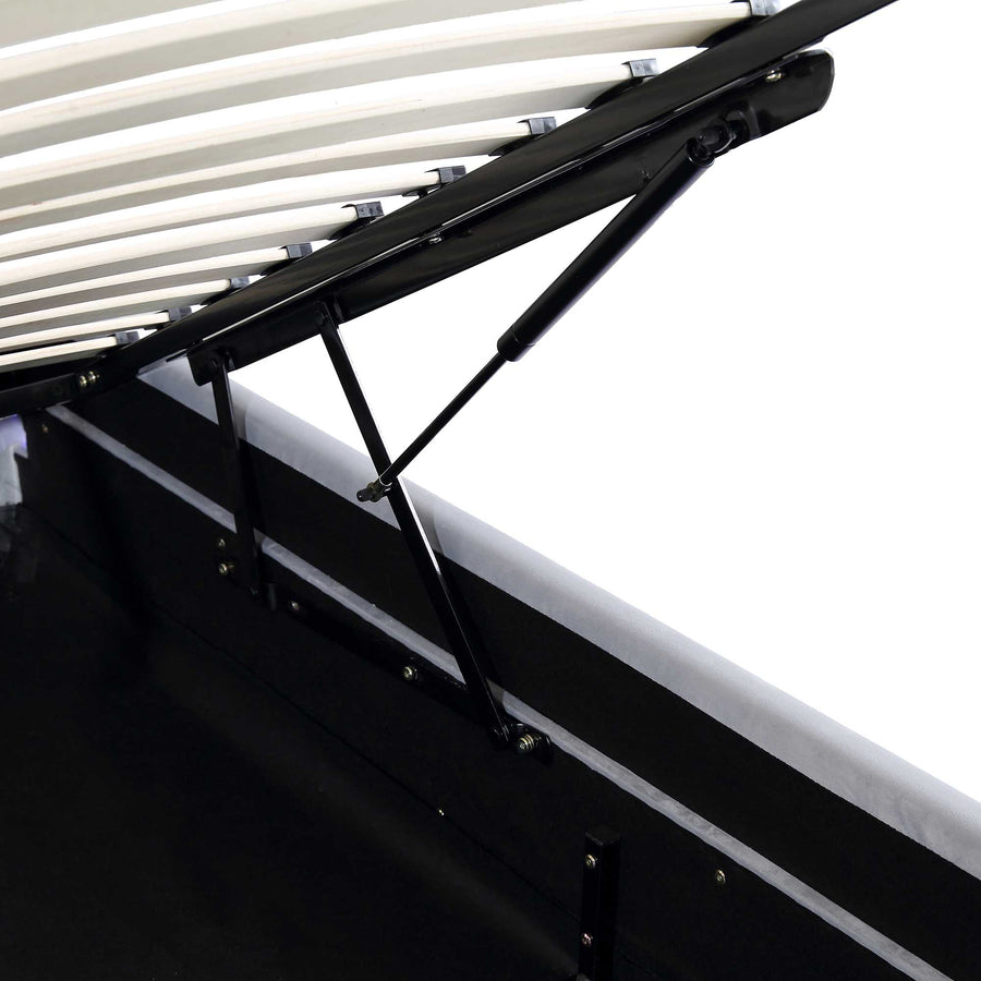 Buxton End Opening Ottoman Storage Bed Frame with Multi - colour LED Light Strip (Light Grey Velvet) - daals