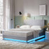 Buxton End Opening Ottoman Storage Bed Frame with Multi - colour LED Light Strip (Light Grey Velvet) - daals
