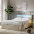 Pimlico End Opening Ottoman Storage Bed Frame with Multi - colour LED Headboard (Beige Fabric) - daals