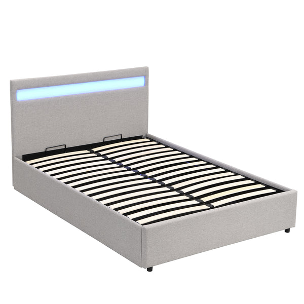 Pimlico End Opening Ottoman Storage Bed Frame with Muti-colour LED Headboard (Grey Fabric)