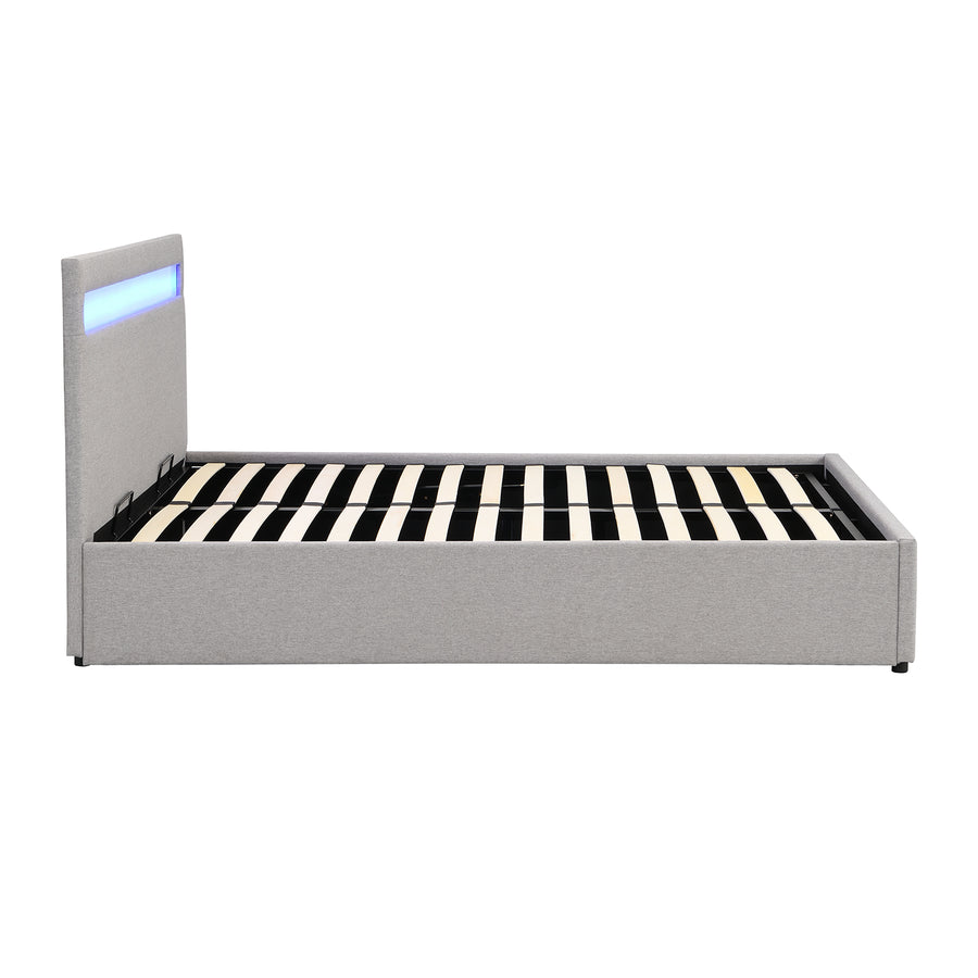 Pimlico End Opening Ottoman Storage Bed Frame with Multi-colour LED Headboard (Grey Fabric)
