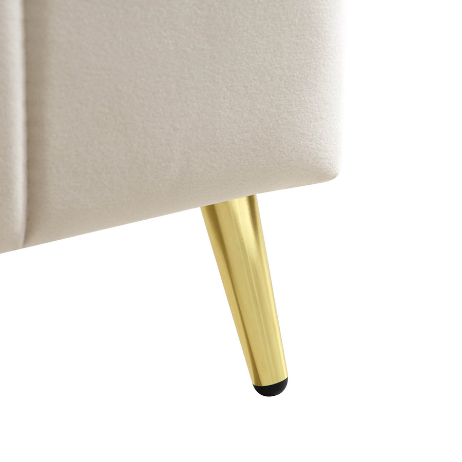 Sylvie Velvet Upholstered Bed Frame with Golden Chrome Legs, Champagne Velvet