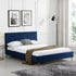 Sylvie Velvet Upholstered Bed Frame with Golden Chrome Legs, Navy Velvet - daals