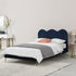 Gidea Velvet Upholstered Bed Frame with Scalloped Headboard & Golden Chrome Legs - daals