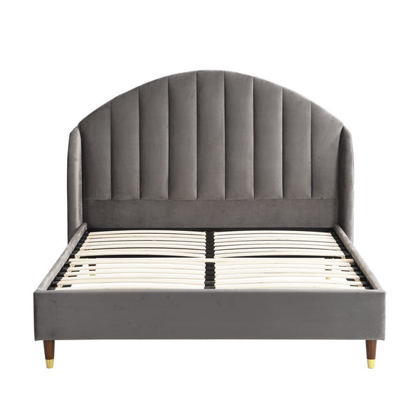 Eleanor Velvet Upholstered Bed Frame with Domed Headboard