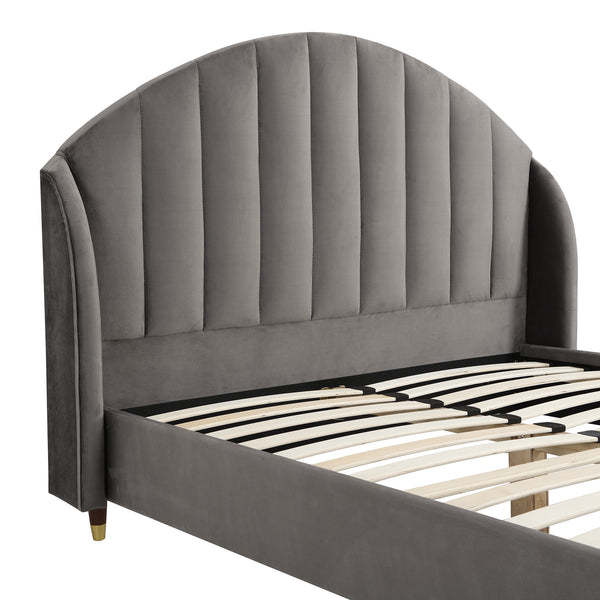 Eleanor Velvet Upholstered Bed Frame with Domed Headboard
