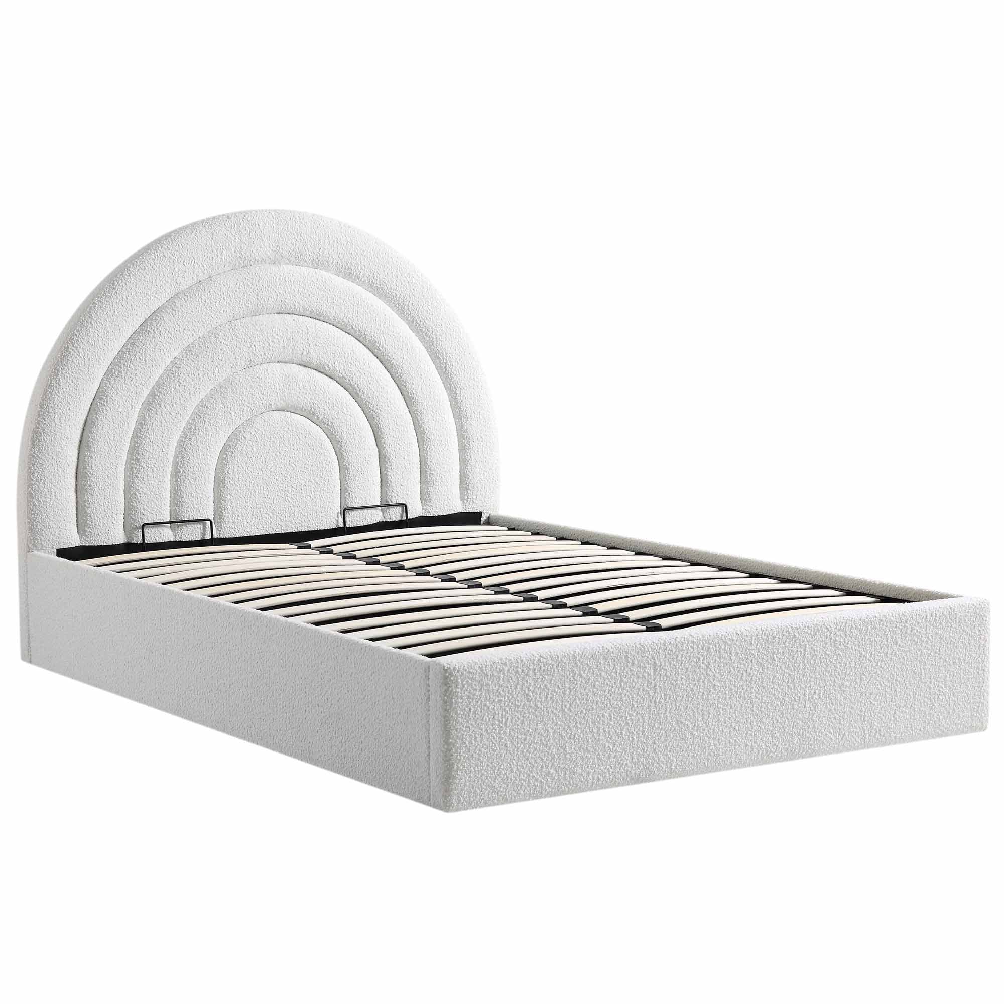 Archer White Boucle Ottoman Storage Bed