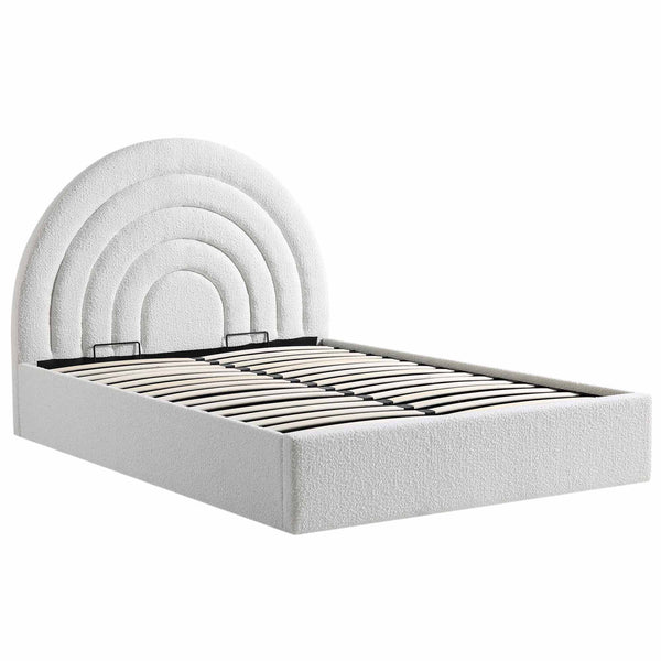 Archer White Boucle Ottoman Storage Bed