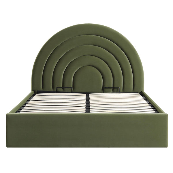 Archer Moss Green Velvet Ottoman Storage Bed