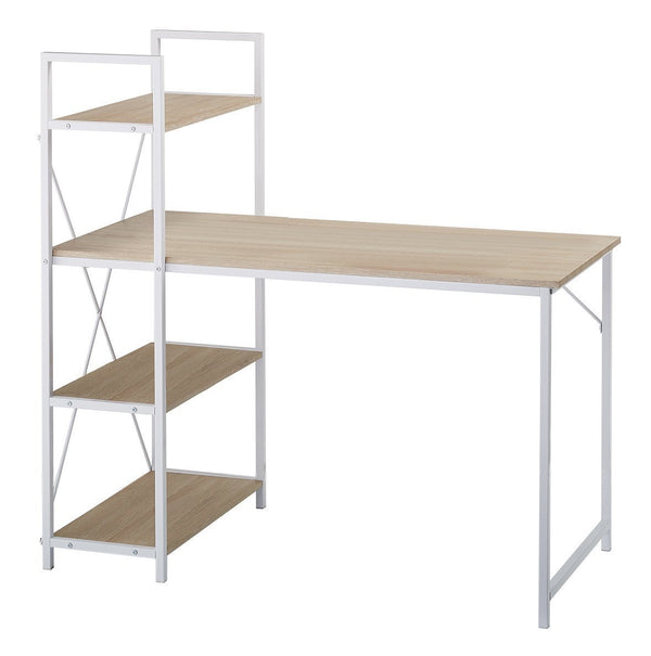 4-Tier Shelves Computer Workstation Desk, Natural Colour - daals