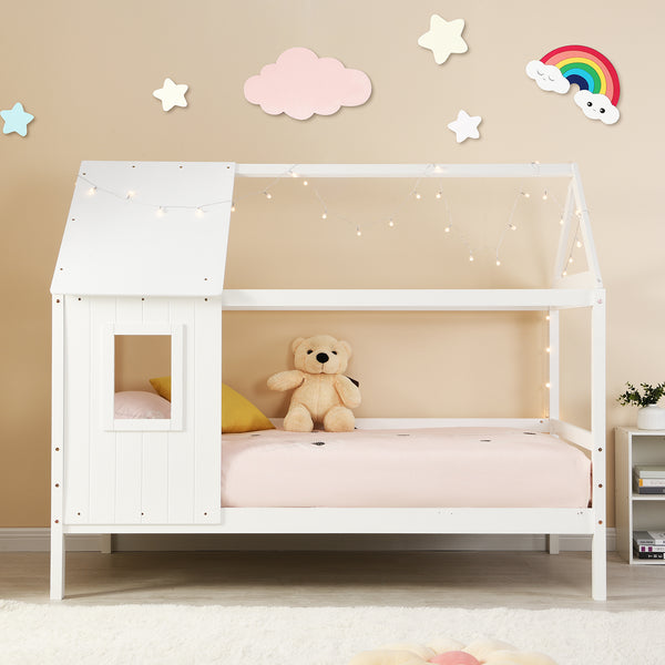 Gretel Solid Wood Single Kid's House Bed with Window