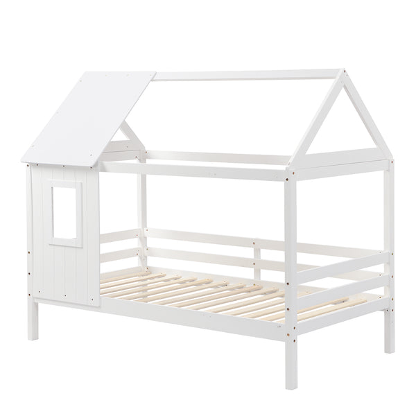 Gretel Solid Wood Single Kid's House Bed with Window
