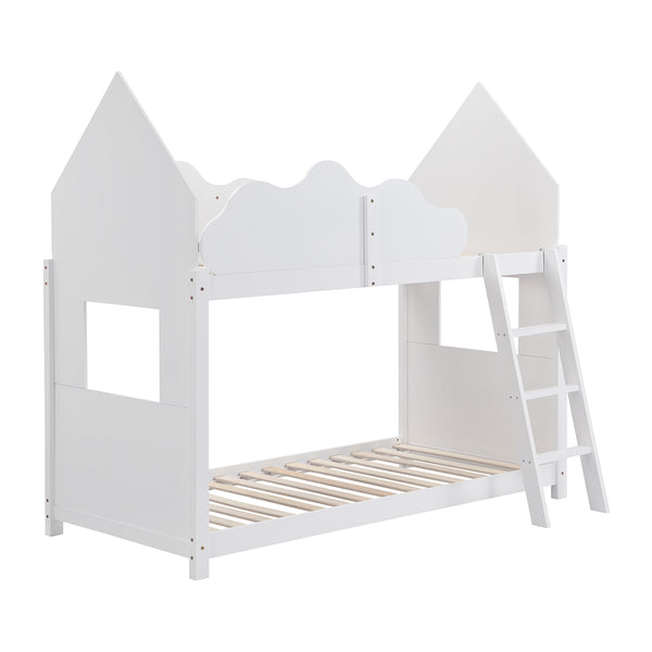 Newton White Solid Wood Kid's Treehouse Bunk Bed