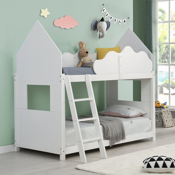 Newton White Solid Wood Kid's Treehouse Bunk Bed