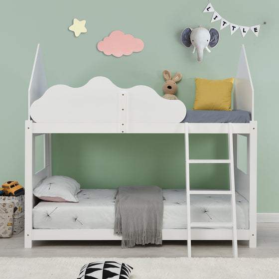 Newton White Solid Wood Kid's Treehouse Bunk Bed