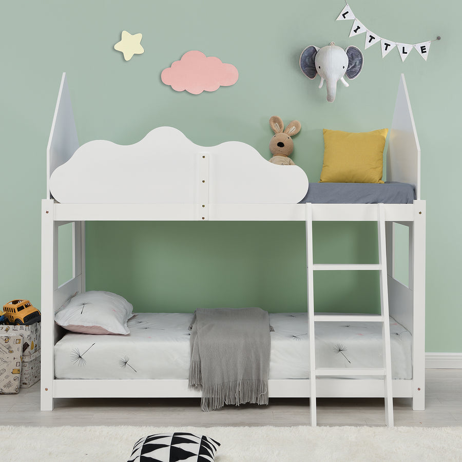 Newton White Solid Wood Kid's Treehouse Bunk Bed