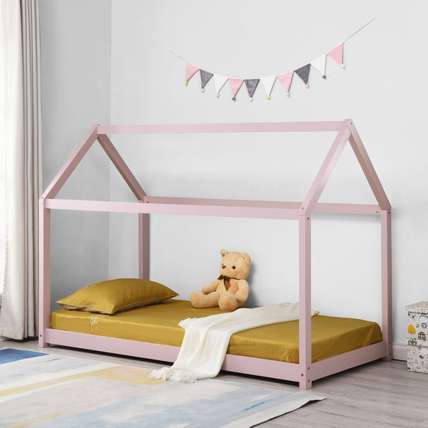 Bethwin Solid Wood Kid's House Bed in Pink