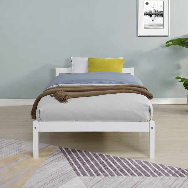 Curran Solid Wood Bed Frame in White UK Sizes