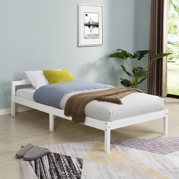 Curran Solid Wood Bed Frame in White UK Sizes