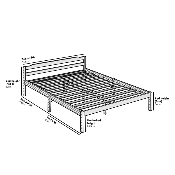 Curran Solid Wood Bed Frame in Natural UK Sizes