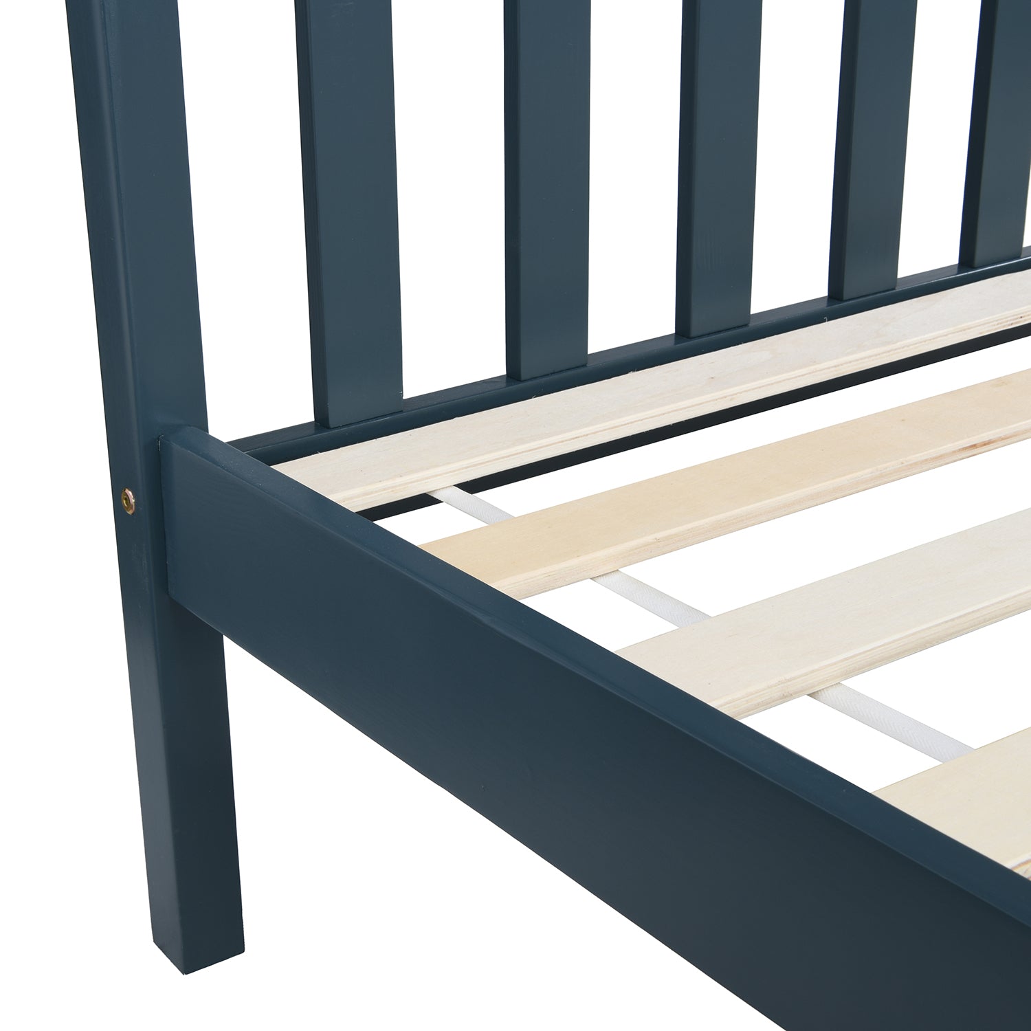 Marta Solid Wooden Shaker Style Double Bed in Blue and Oak