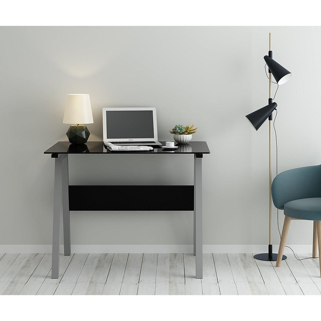 Tempered Glass Top Computer Desk 100 x 70 x 75 cm, Black | daals