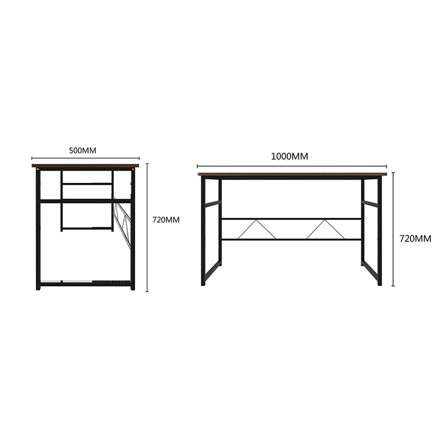 Sleek Design Computer Desk Home Office Table 100 x 50 x 72 cm , Walnut Colour