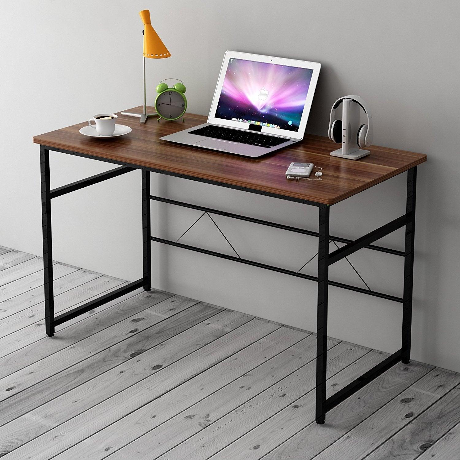 Sleek Design Computer Desk Home Office Table 100 x 50 x 72 cm , Walnut ...