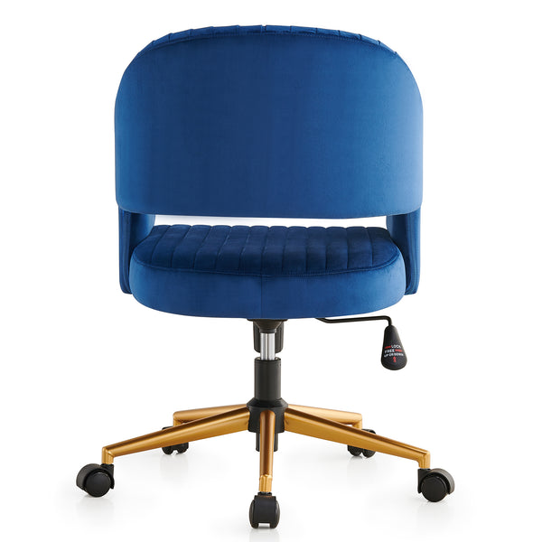 Perce Velvet Swivel Desk Chair Blue