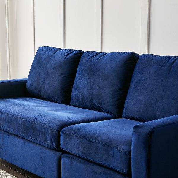 Campbell 3 Seater Sofa with Reversible Chaise in Blue Velvet