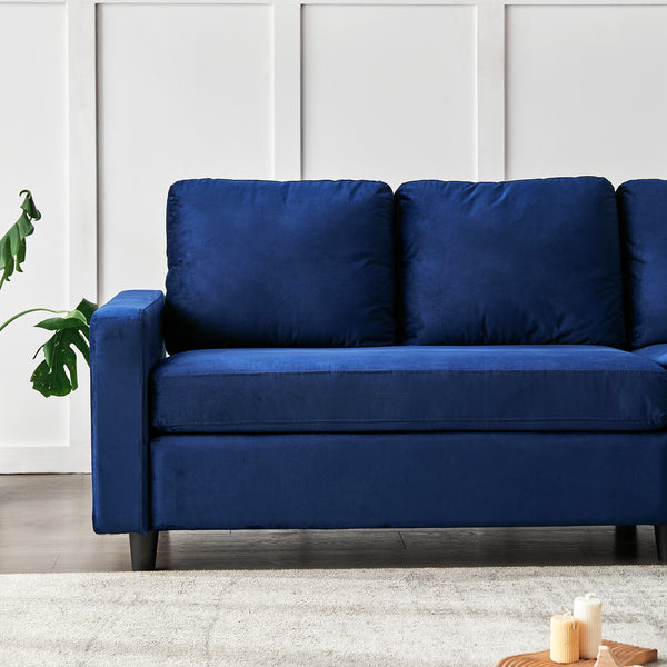 Campbell 3 Seater Sofa with Reversible Chaise in Blue Velvet - daals