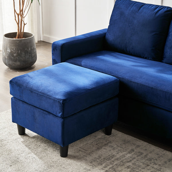 Campbell 3 Seater Sofa with Reversible Chaise in Blue Velvet - daals