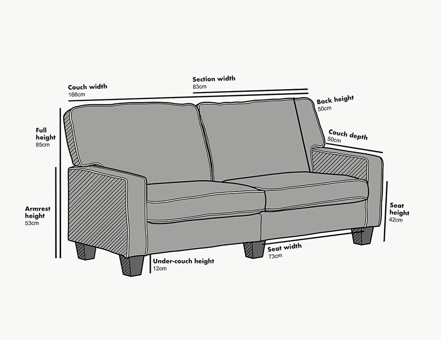 Sherbrook 3 Seater Fabric Sofa with Contrasting Trim in Light Grey Fabric