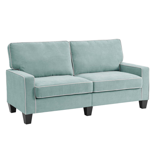 Sherbrook Large 2-Seater Mint Brushed Fabric Sofa with Contrasting Piping